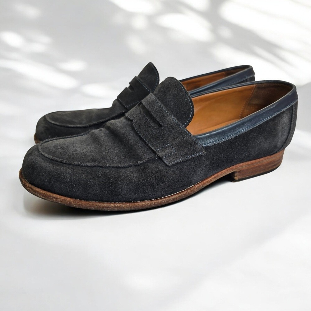 Jack Erwin Men's Charcoal Suede Penny‎ Loafer Dress Shoes Size 9 Leather Soles